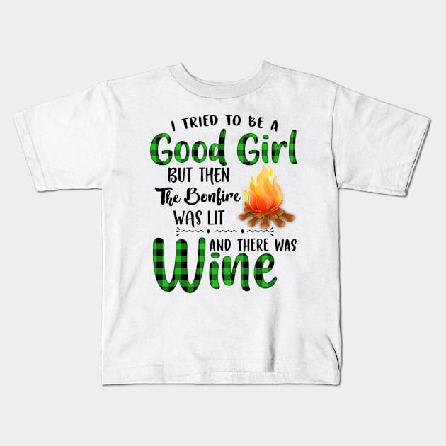 I Tried To Be A Good Girl Wine Kids T-Shirt by heryes store